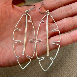 Unique Monstera Leaf Silver Earrings, Handmade from Hawaii
